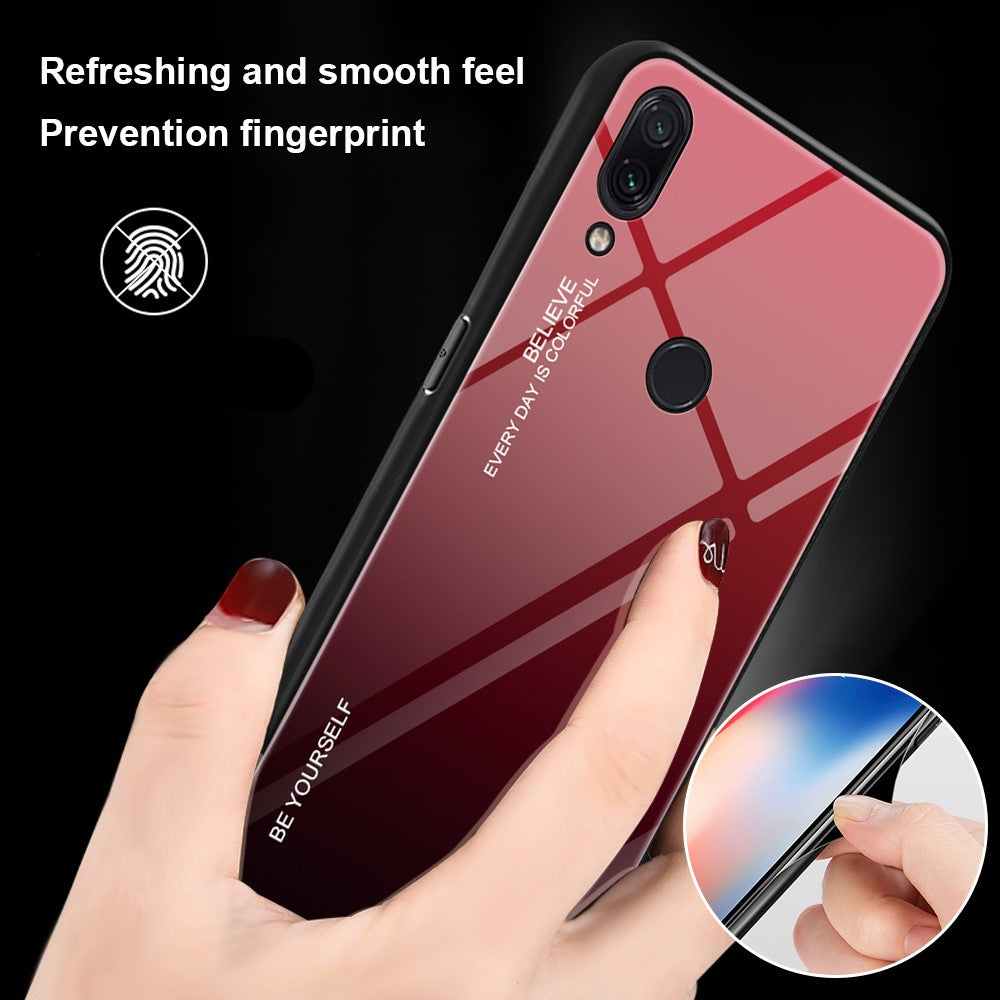 Scratch Resistant Gradient Glass TPU + PC Phone Case for Xiaomi Redmi Note 7S / Note 7