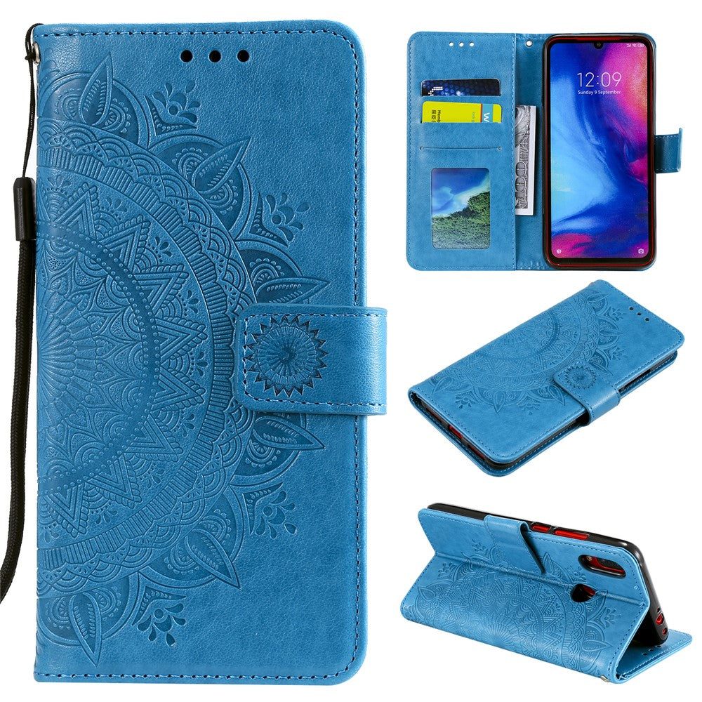 Imprint Mandala Pattern Wallet Stand Leather Flip Case for Xiaomi Redmi Note 7S / Note 7 / Note 7 Pro (India)
