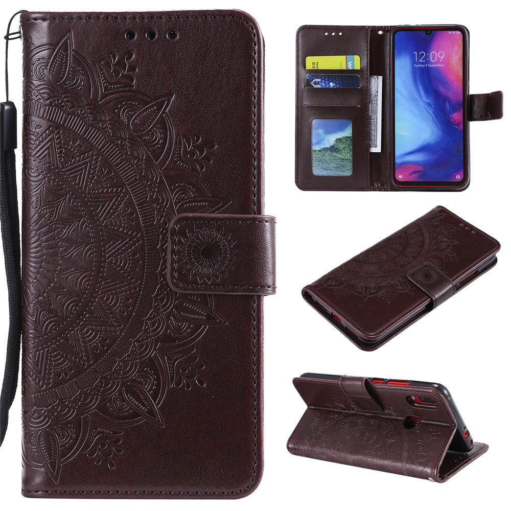 Imprint Mandala Pattern Wallet Stand Leather Flip Case for Xiaomi Redmi Note 7S / Note 7 / Note 7 Pro (India)