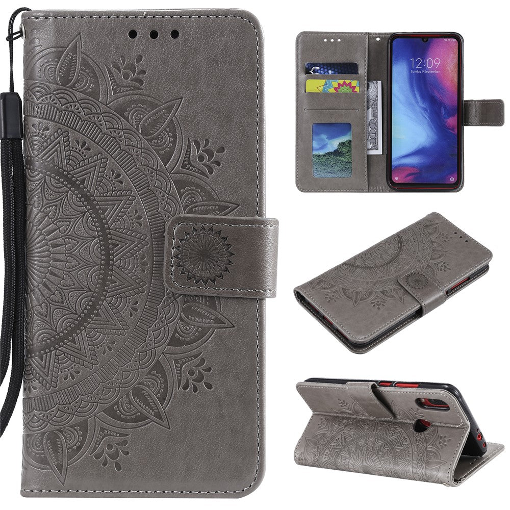 Imprint Mandala Pattern Wallet Stand Leather Flip Case for Xiaomi Redmi Note 7S / Note 7 / Note 7 Pro (India)