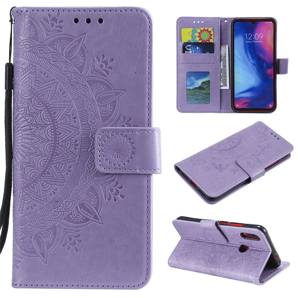 Imprint Mandala Pattern Wallet Stand Leather Flip Case for Xiaomi Redmi Note 7S / Note 7 / Note 7 Pro (India)