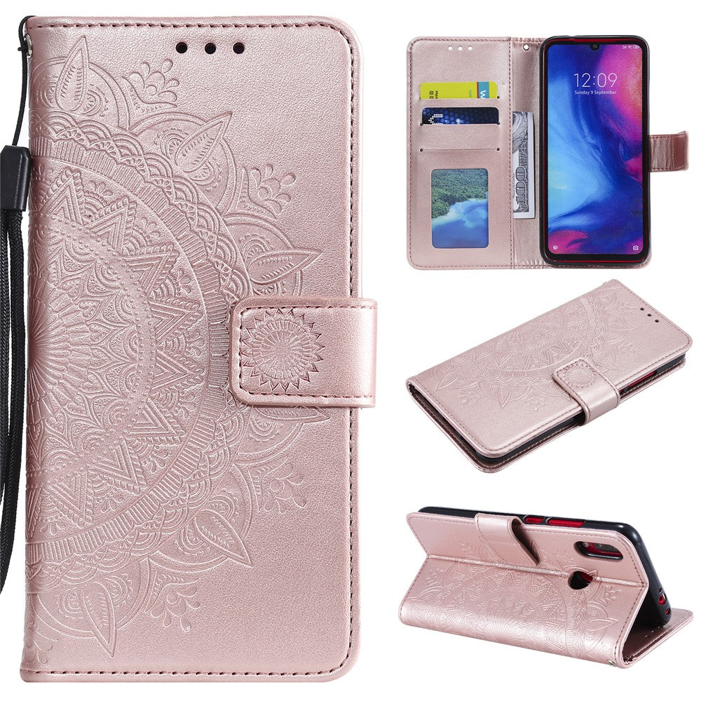 Imprint Mandala Pattern Wallet Stand Leather Flip Case for Xiaomi Redmi Note 7S / Note 7 / Note 7 Pro (India)