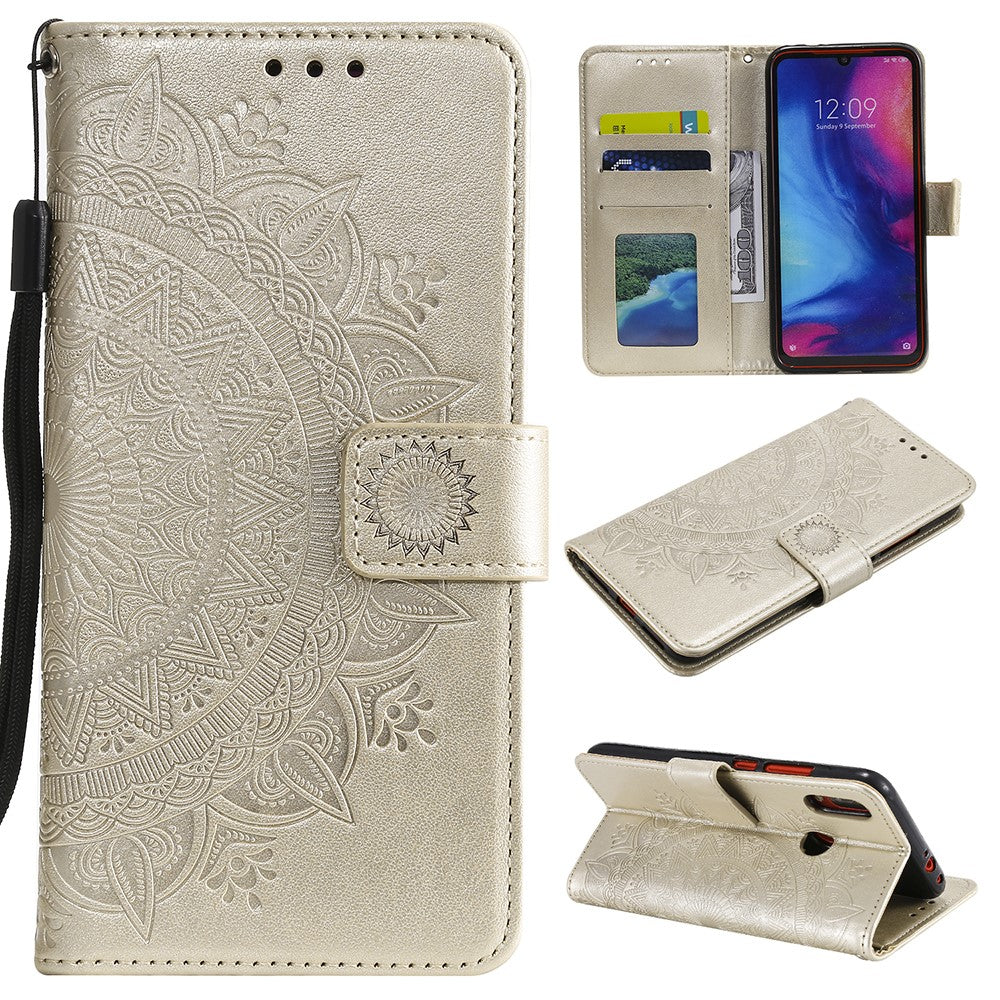Imprint Mandala Pattern Wallet Stand Leather Flip Case for Xiaomi Redmi Note 7S / Note 7 / Note 7 Pro (India)