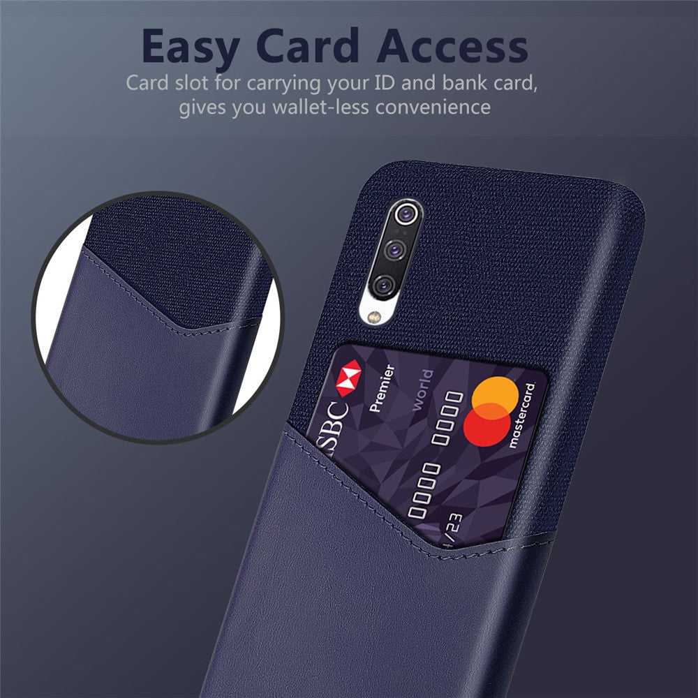 PC + PU + Tyg Hybrid mobil Baksida med Kortplats Xiaomi Mi CC9 / Mi CC9 Meitu Edition / Mi 9 Lite / Mi 9 Lite