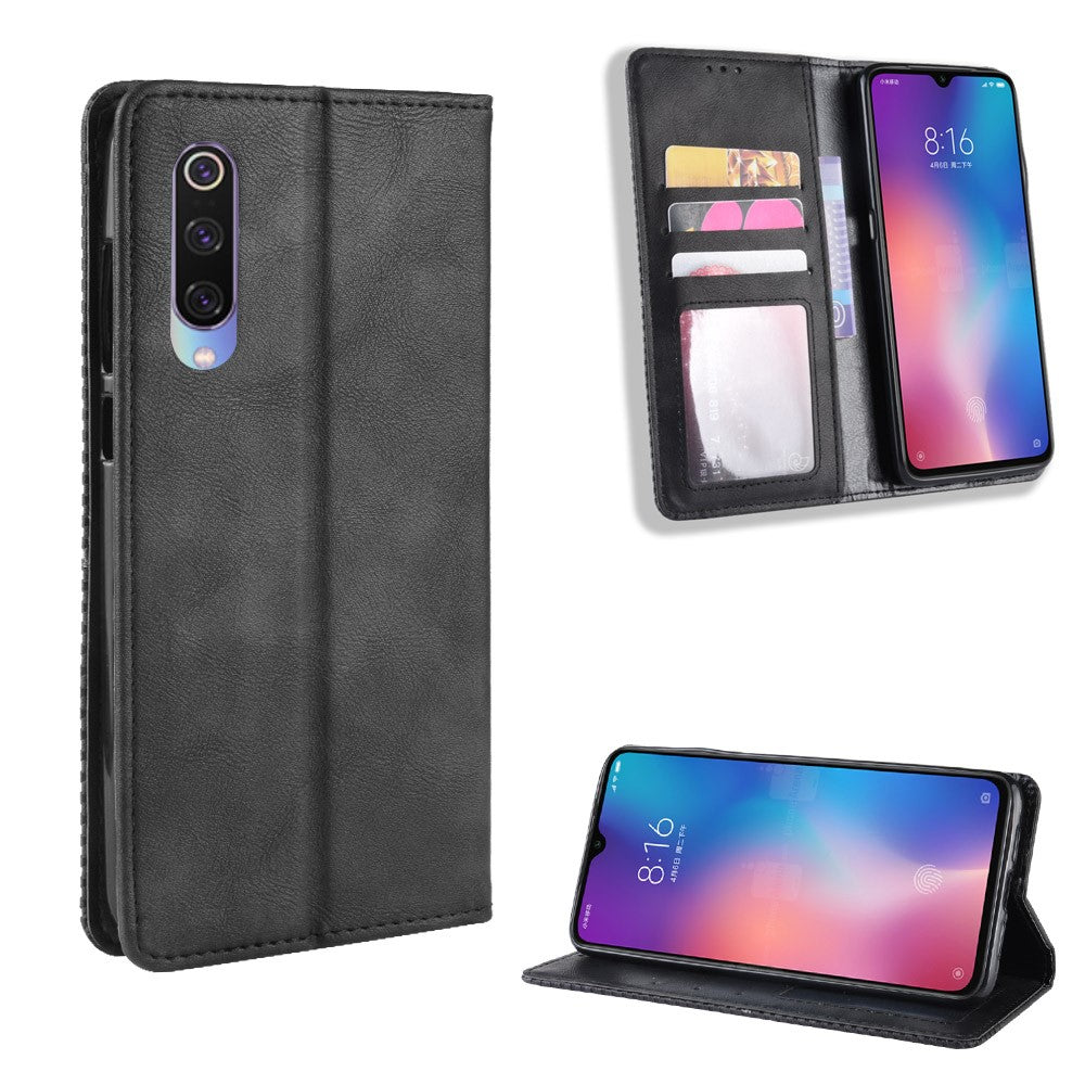 Vintage Style PU Leather Wallet Stand Phone Case for Xiaomi Mi CC9 / Mi CC9 Meitu Edition/ Mi 9 Lite