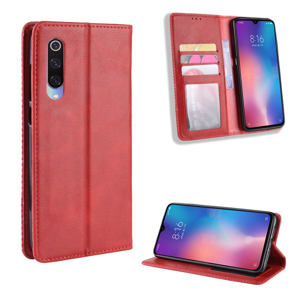 Vintage Style PU Leather Wallet Stand Phone Case for Xiaomi Mi CC9 / Mi CC9 Meitu Edition/ Mi 9 Lite