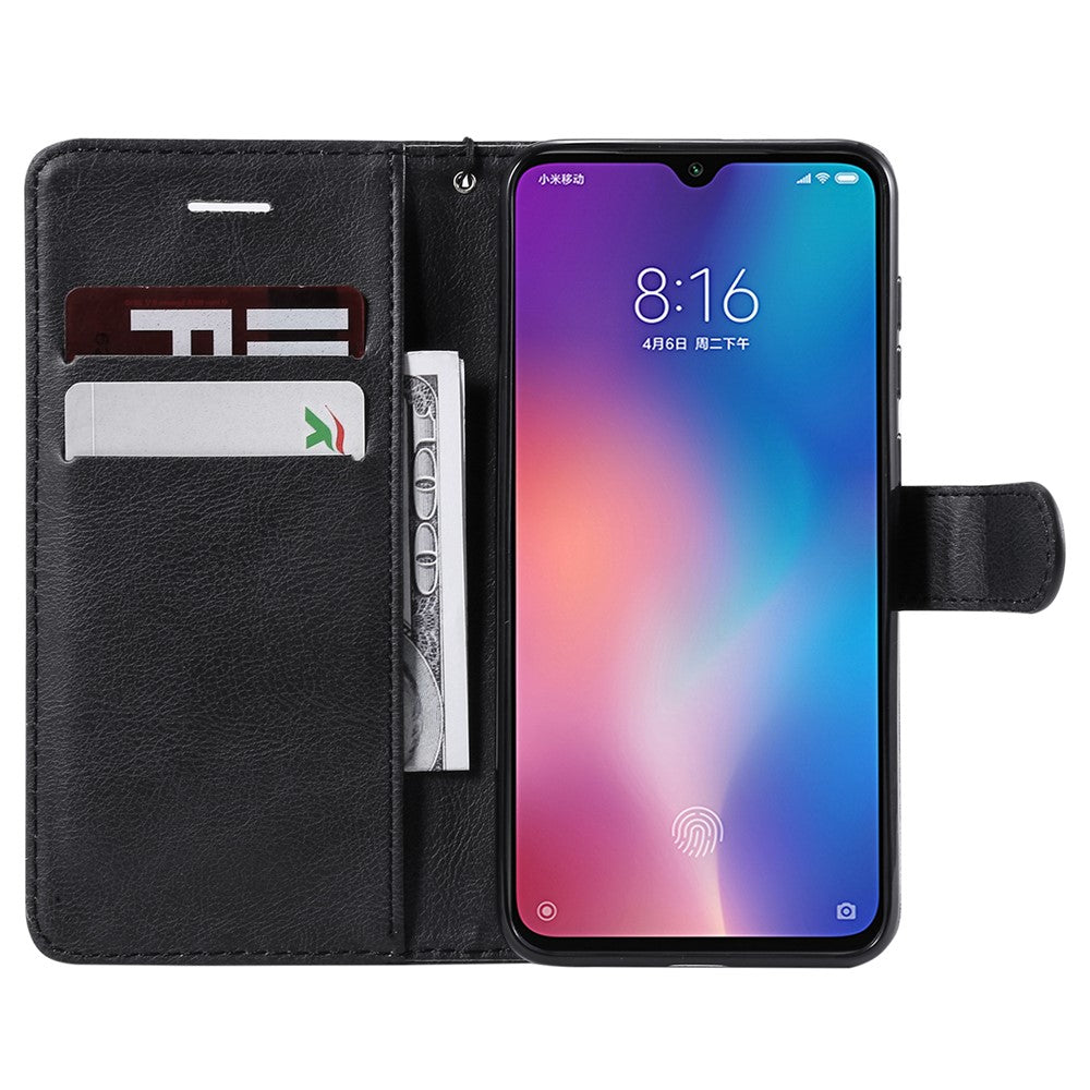 For Xiaomi Mi 9 SE Case Solid Color Leather Mobile Cover Wallet Stand with Strap
