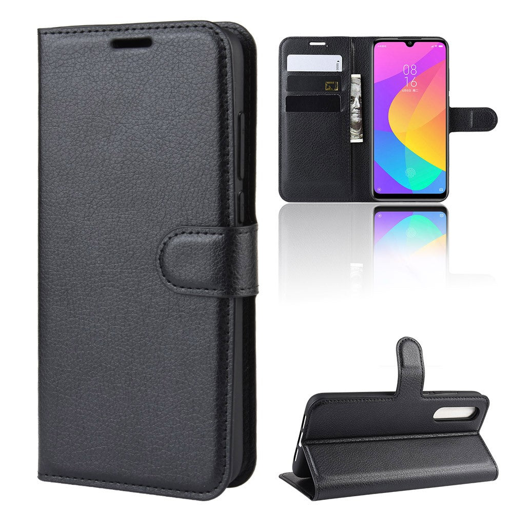 Litchi Skin Leather Wallet Stand Cell Phone Case for Xiaomi Mi CC9e / Mi A3