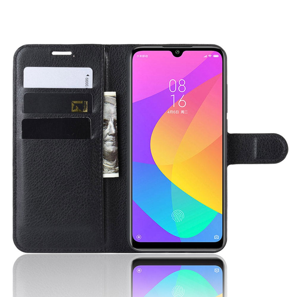 Litchi Skin Leather Wallet Stand Cell Phone Case for Xiaomi Mi CC9e / Mi A3