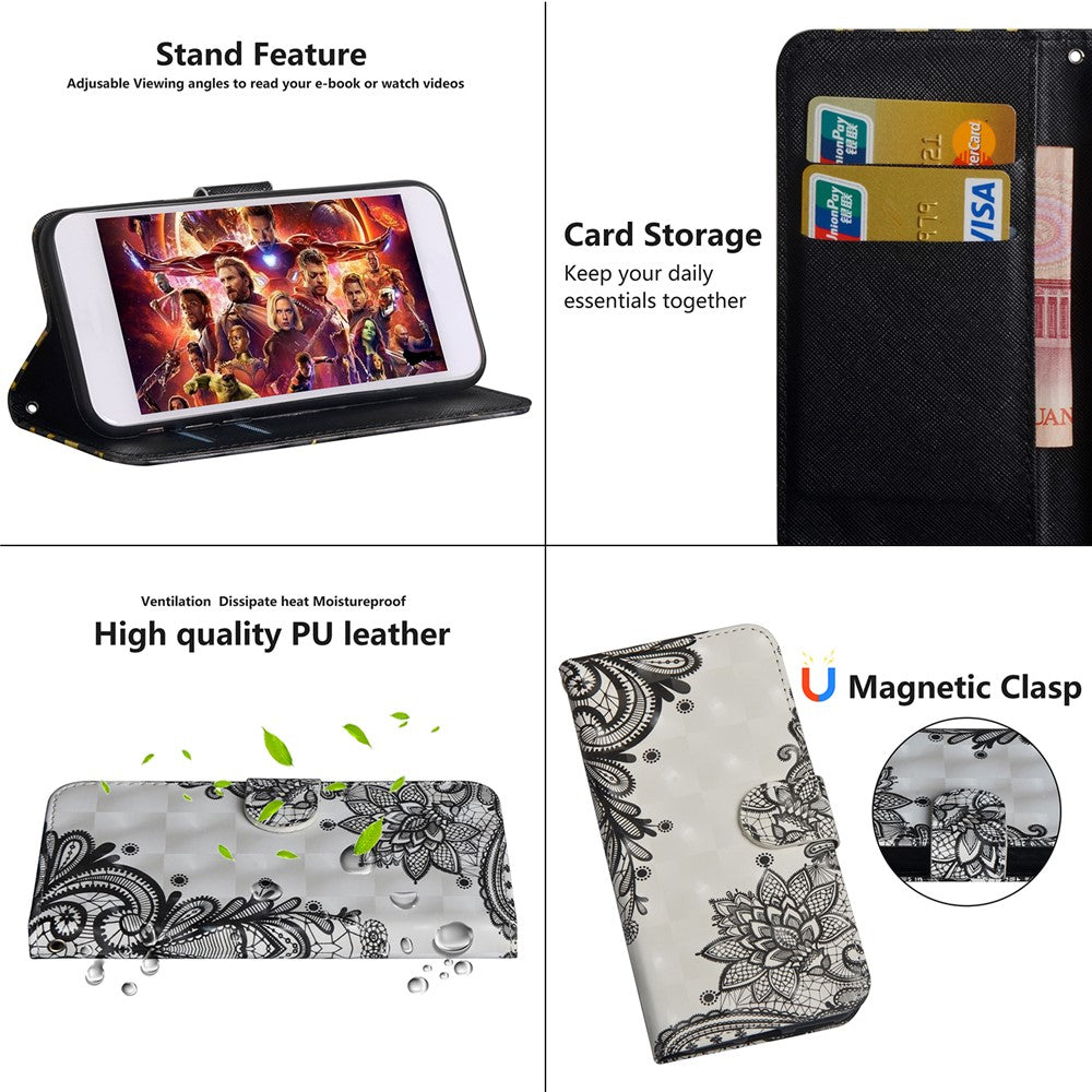Light Spot Decor Pattern Printing Leather Cover with Stand Wallet Casing for Xiaomi Redmi Note 8 Pro