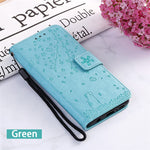 Imprint Sakura Cat Leather Stand Case with Card Slots for Xiaomi Mi CC9e / Mi A3
