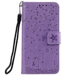 Imprint Sakura Cat Leather Stand Case with Card Slots for Xiaomi Mi CC9e / Mi A3