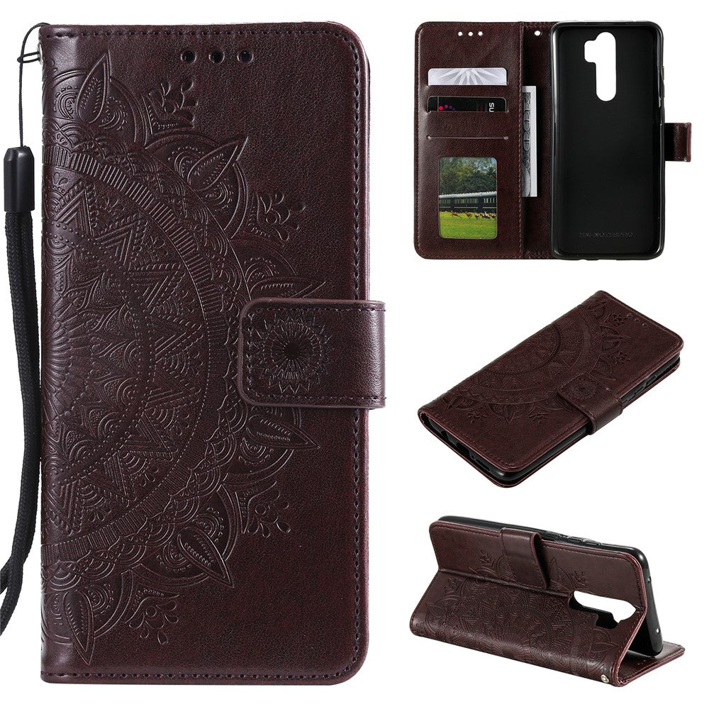 Imprint Flower Leather Wallet Phone Casing for Xiaomi Redmi Note 8 Pro