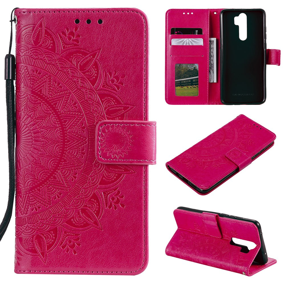 Imprint Flower Leather Wallet Phone Casing for Xiaomi Redmi Note 8 Pro