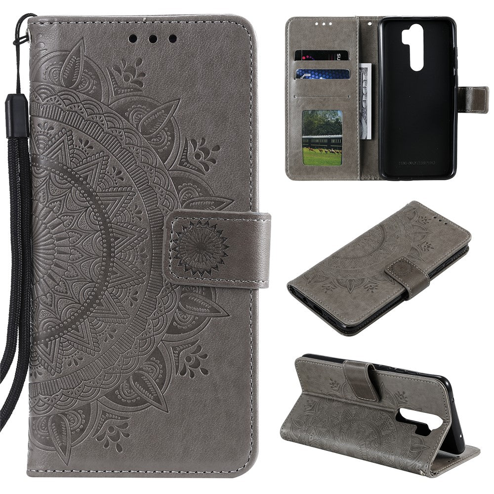 Imprint Flower Leather Wallet Phone Casing for Xiaomi Redmi Note 8 Pro