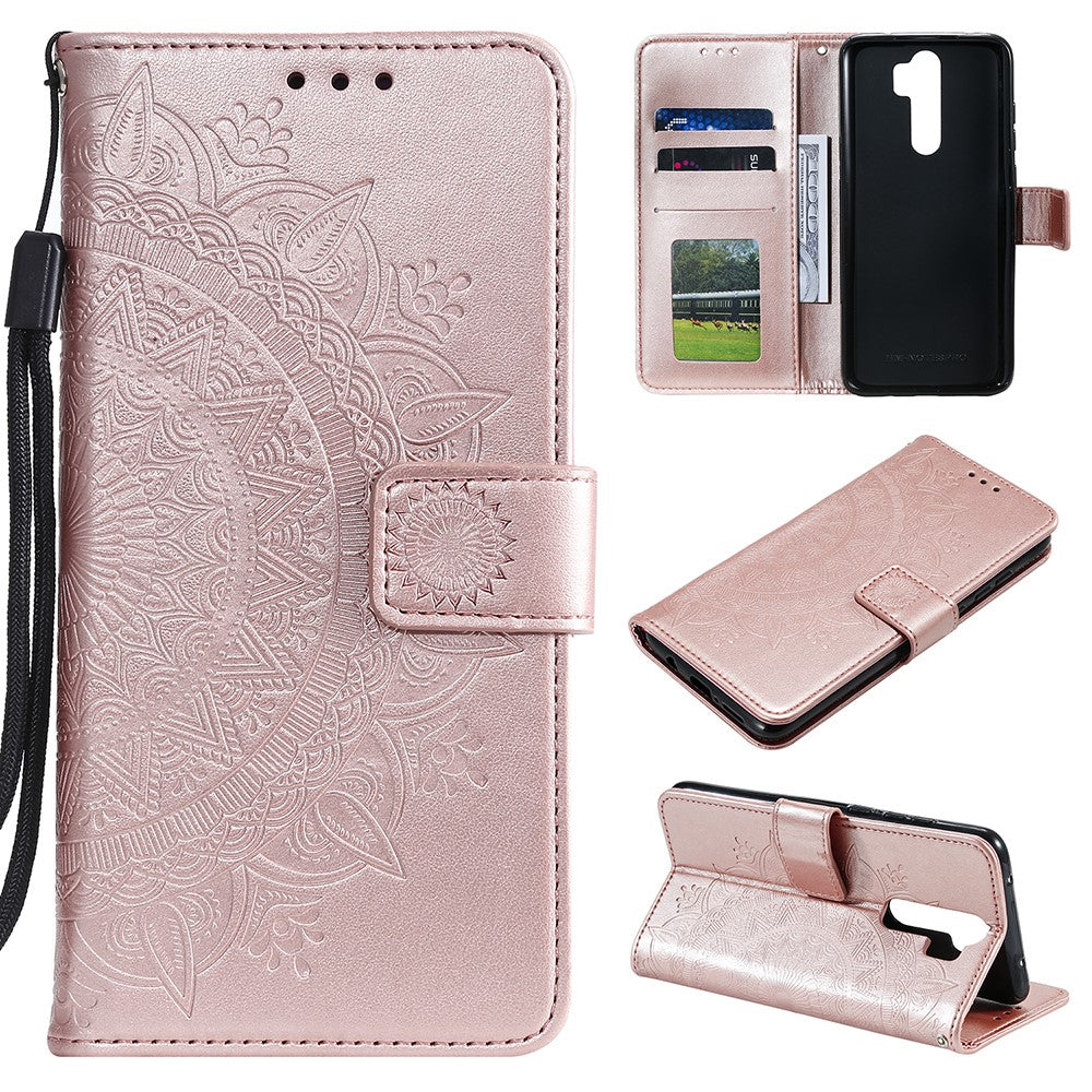 Imprint Flower Leather Wallet Phone Casing for Xiaomi Redmi Note 8 Pro