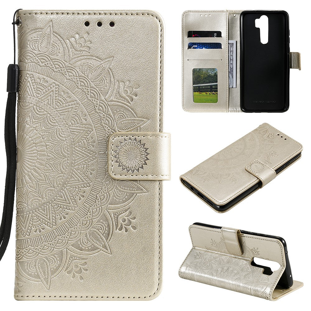 Imprint Flower Leather Wallet Phone Casing for Xiaomi Redmi Note 8 Pro