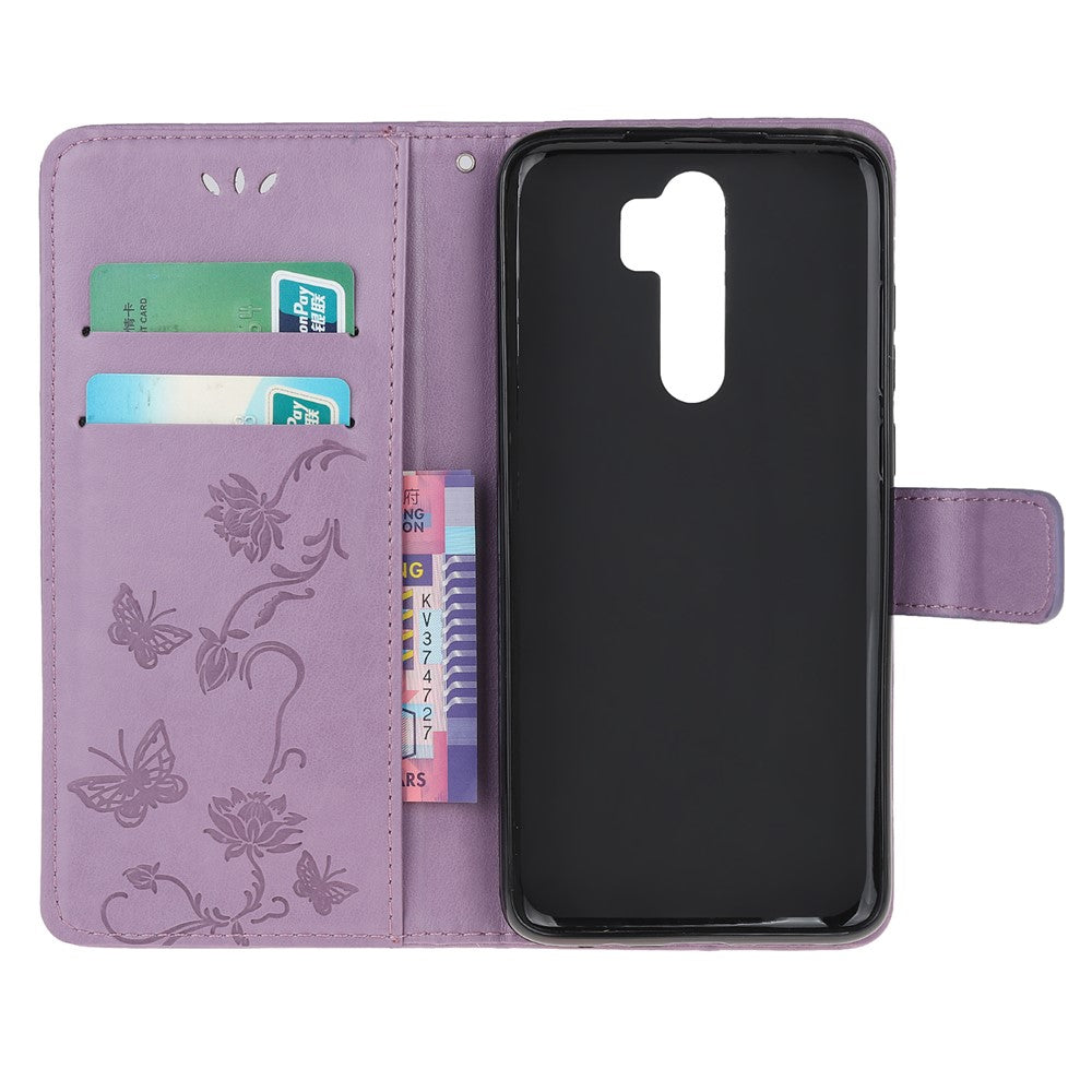 Imprint Butterfly Flower Leather Wallet Casing for Xiaomi Redmi Note 8 Pro