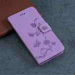 Imprint Butterfly Flower Leather Wallet Casing for Xiaomi Redmi Note 8 Pro