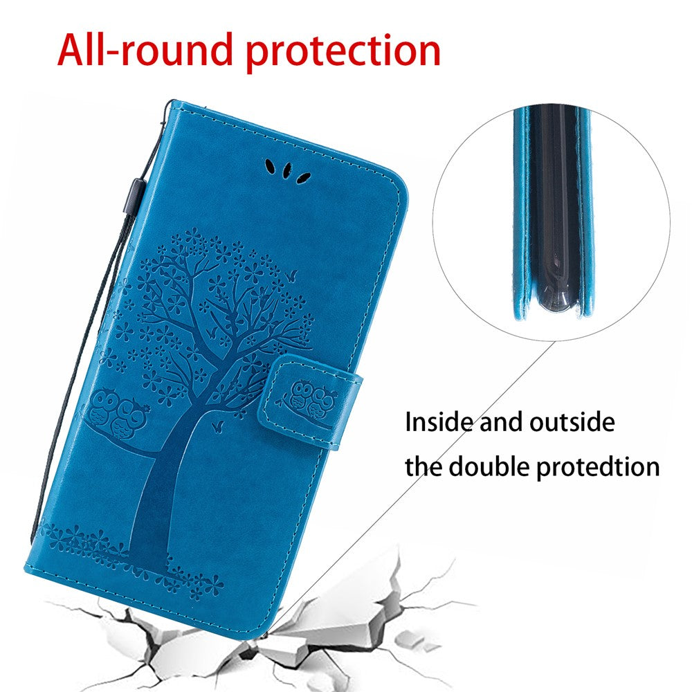 Imprint Tree Owl PU Leather Wallet Phone Cover with Stand for Xiaomi Redmi Note 8