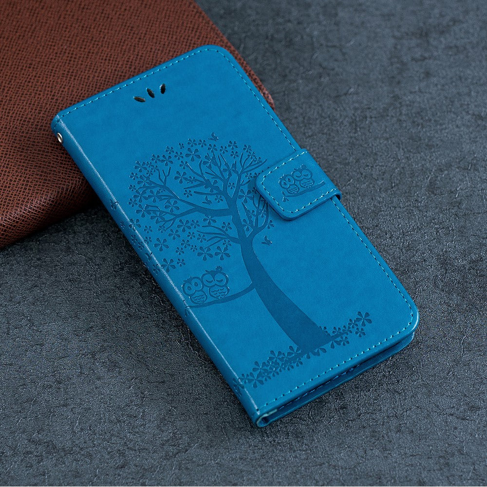 Imprint Tree Owl PU Leather Wallet Phone Cover with Stand for Xiaomi Redmi Note 8