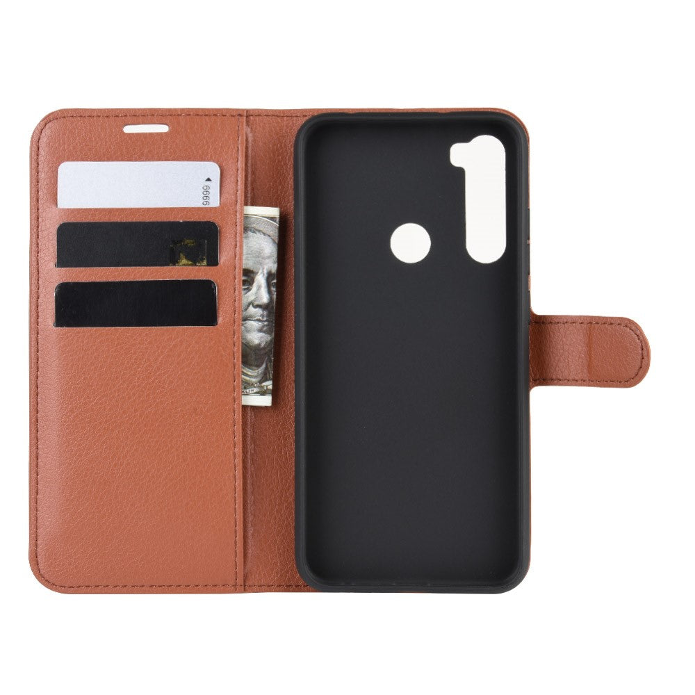 Litchi Skin Leather Wallet Stand Phone Case for Xiaomi Redmi Note 8 (2019 / 2021)