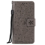 Imprint Sakura Cat Leather Covering with Card Slots for Xiaomi Redmi Note 8 Pro