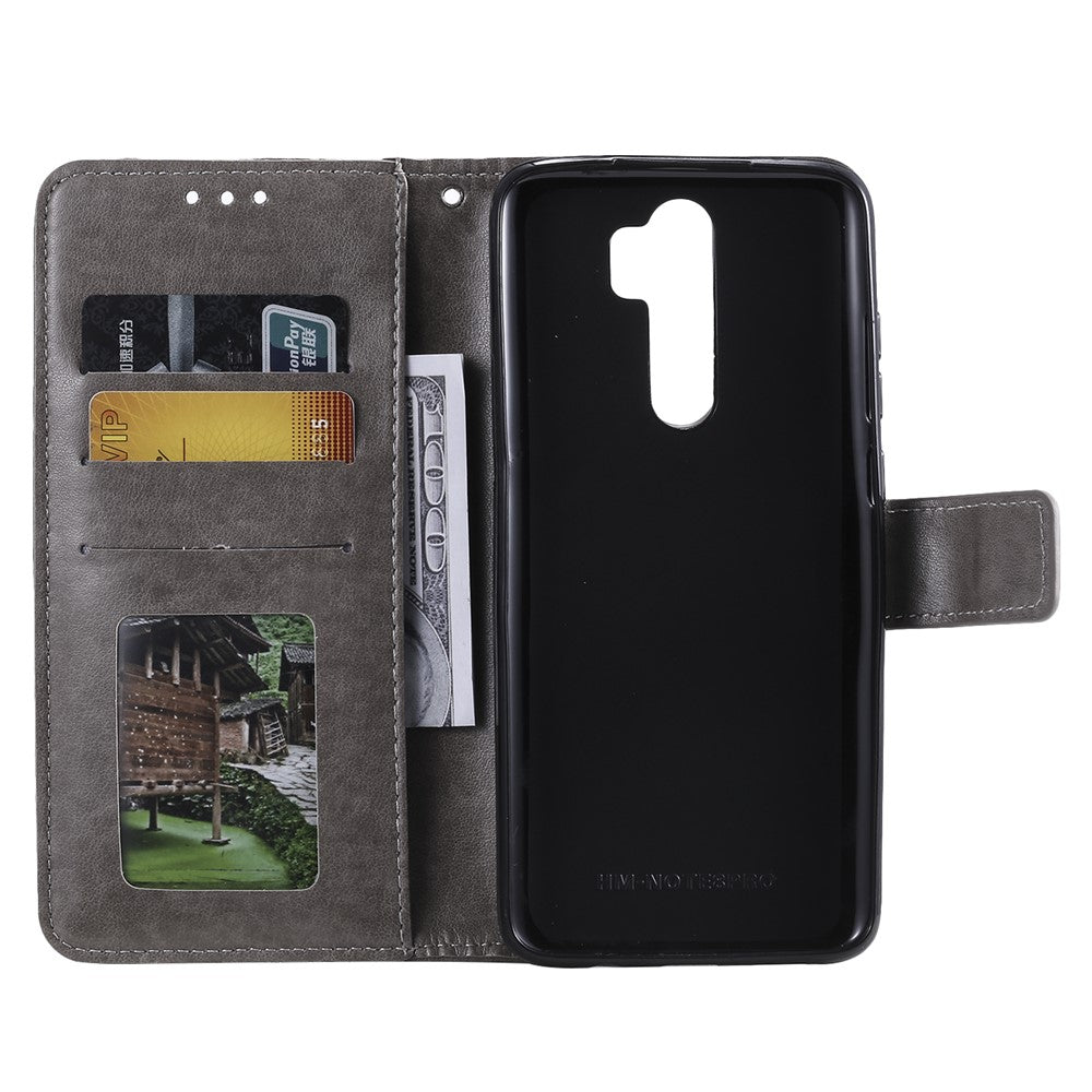 Imprint Sakura Cat Leather Covering with Card Slots for Xiaomi Redmi Note 8 Pro
