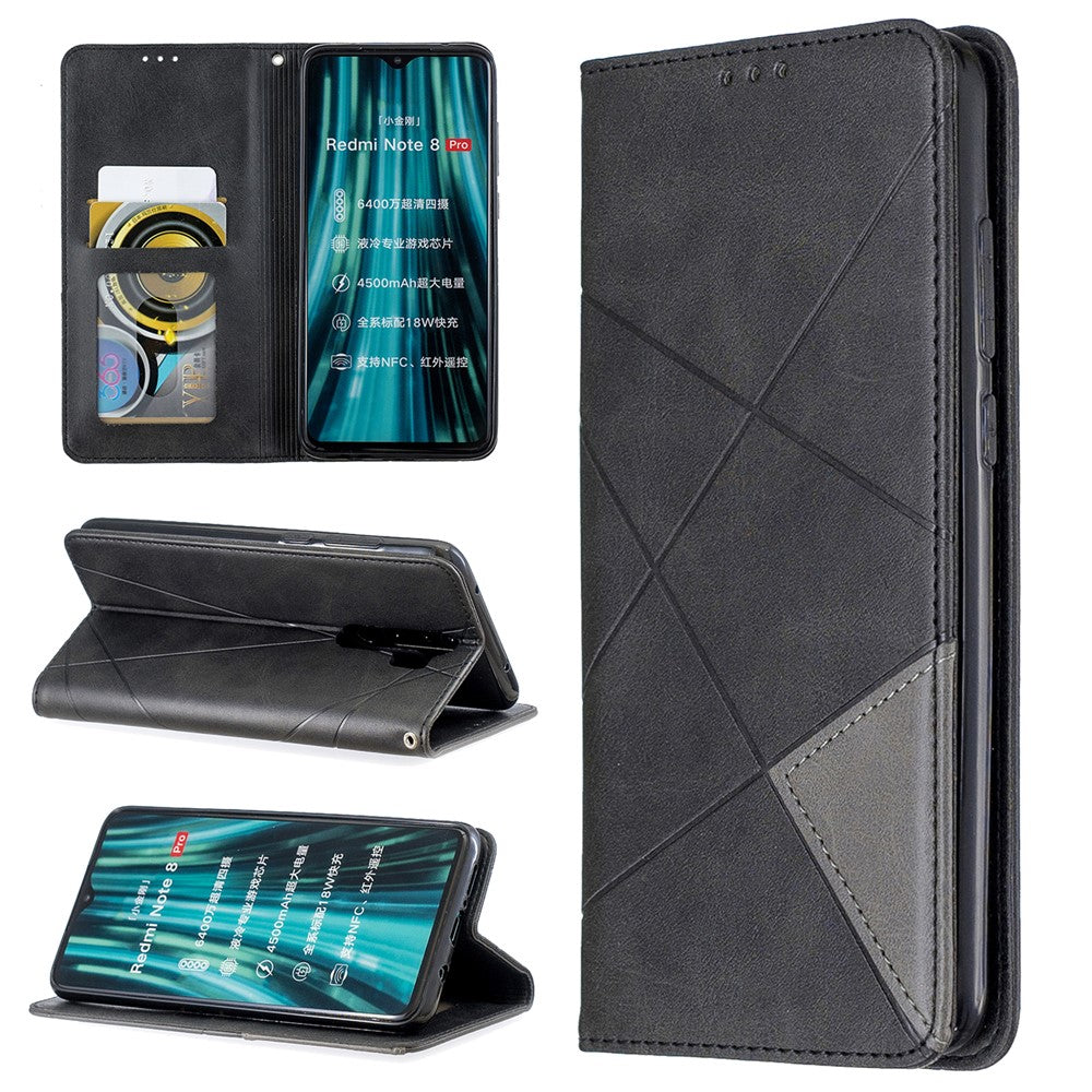 Geometric Pattern Stand Leather Card Holder Case for Xiaomi Redmi Note 8 Pro