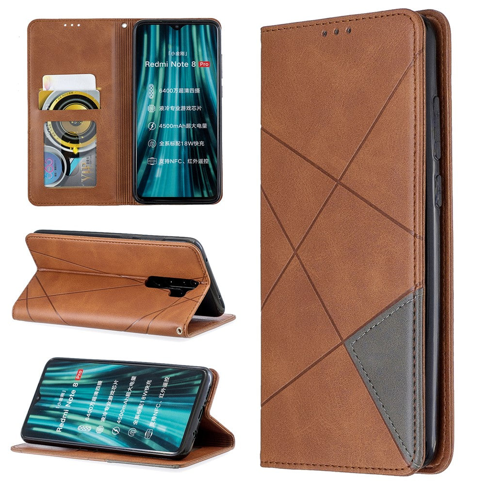 Geometric Pattern Stand Leather Card Holder Case for Xiaomi Redmi Note 8 Pro
