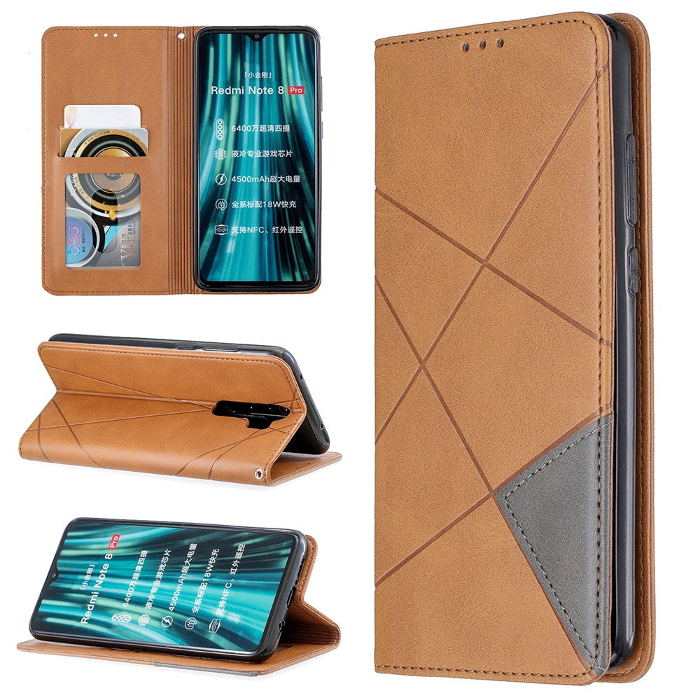 Geometric Pattern Stand Leather Card Holder Case for Xiaomi Redmi Note 8 Pro