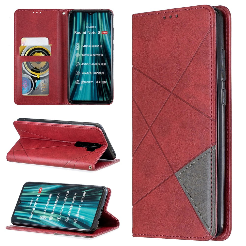 Geometric Pattern Stand Leather Card Holder Case for Xiaomi Redmi Note 8 Pro