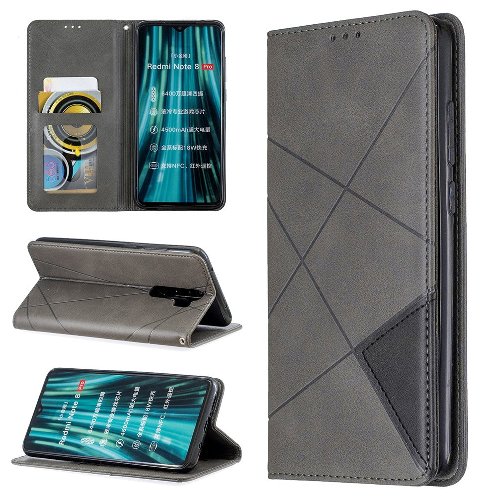 Geometric Pattern Stand Leather Card Holder Case for Xiaomi Redmi Note 8 Pro
