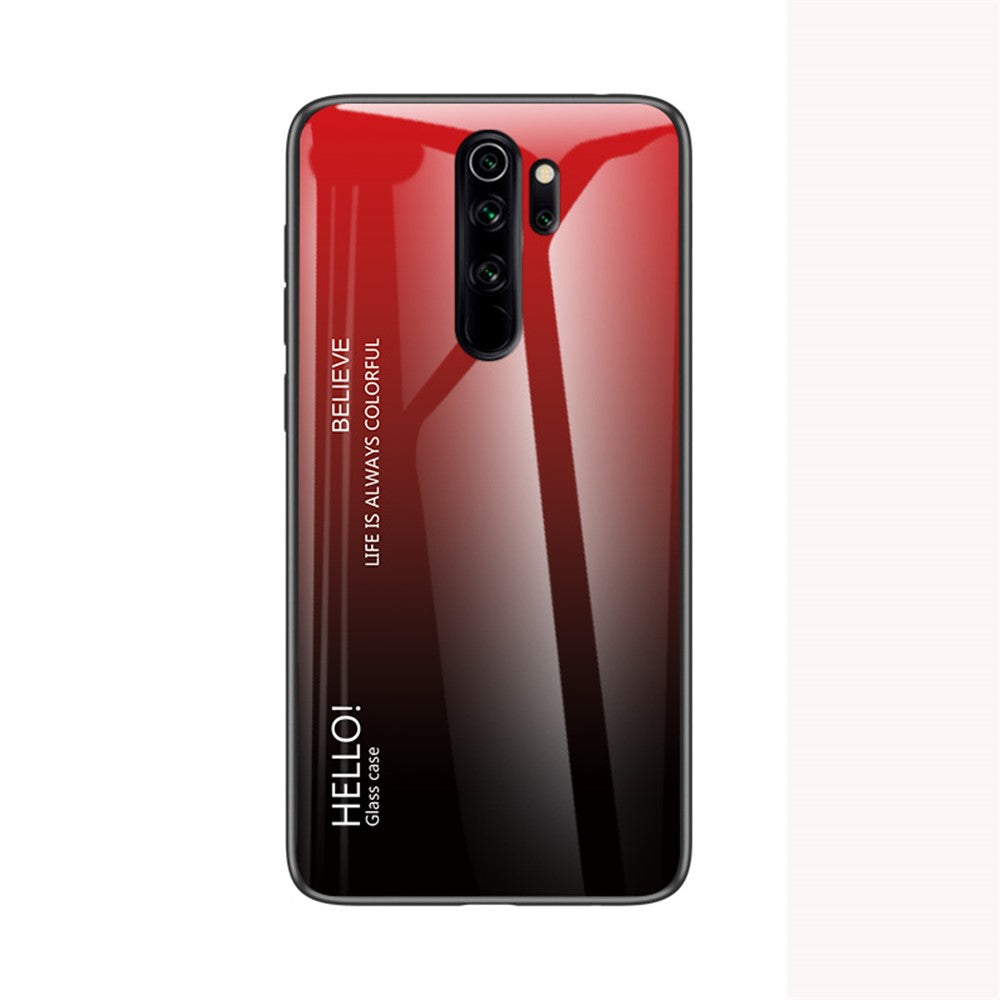 For Xiaomi Redmi Note 8 Pro Gradient Color Cover Tempered Glass + PC + TPU Hybrid Protective Case