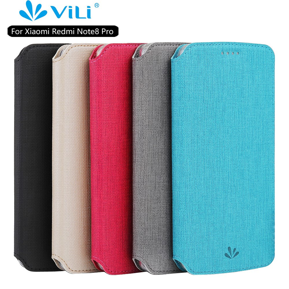 VILI DMX Cross Texture PU Leather Stand Case with Card Slot for Xiaomi Redmi Note 8 Pro