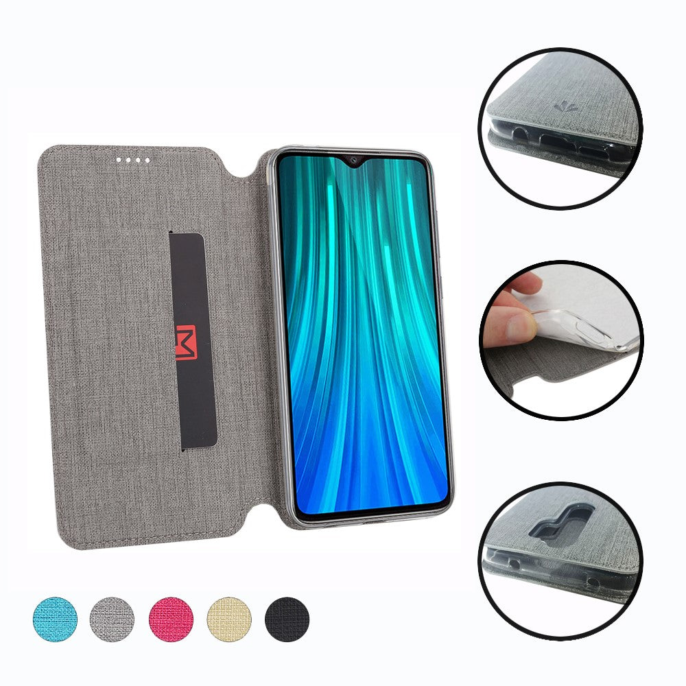 VILI DMX Cross Texture PU Leather Stand Case with Card Slot for Xiaomi Redmi Note 8 Pro