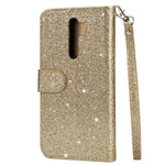 Glitter Powder Zippered Leather Wallet Case with Strap for Xiaomi Redmi Note 8 Pro