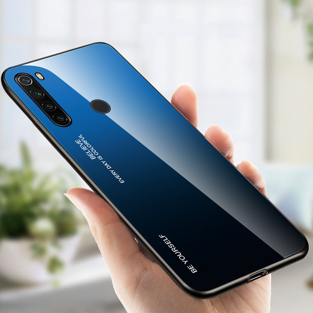 Gradient Color Tempered Glass + PC + TPU Combo Case for Xiaomi Redmi Note 8T