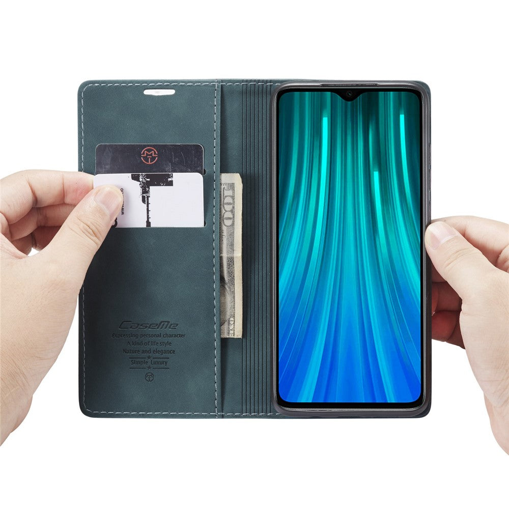 CASEME 013 Series Auto-absorbed Leather Wallet Stand Case Phone Shell for Xiaomi Redmi Note 8 Pro