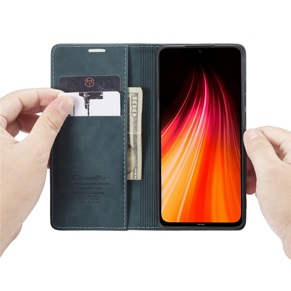 CASEME 013 Series Auto-absorbed Leather Wallet Stand Phone Covering Case for Xiaomi Redmi Note 8