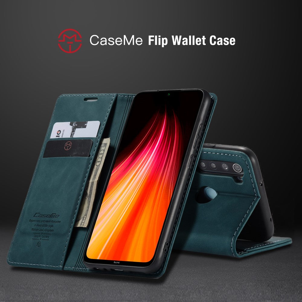 CASEME 013 Series Auto-absorbed Leather Wallet Stand Phone Covering Case for Xiaomi Redmi Note 8