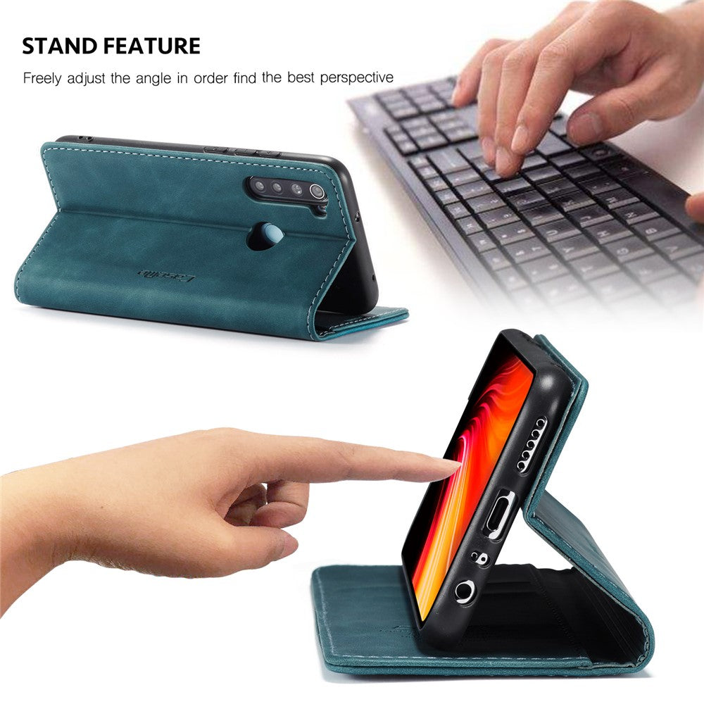 CASEME 013 Series Auto-absorbed Leather Wallet Stand Phone Covering Case for Xiaomi Redmi Note 8