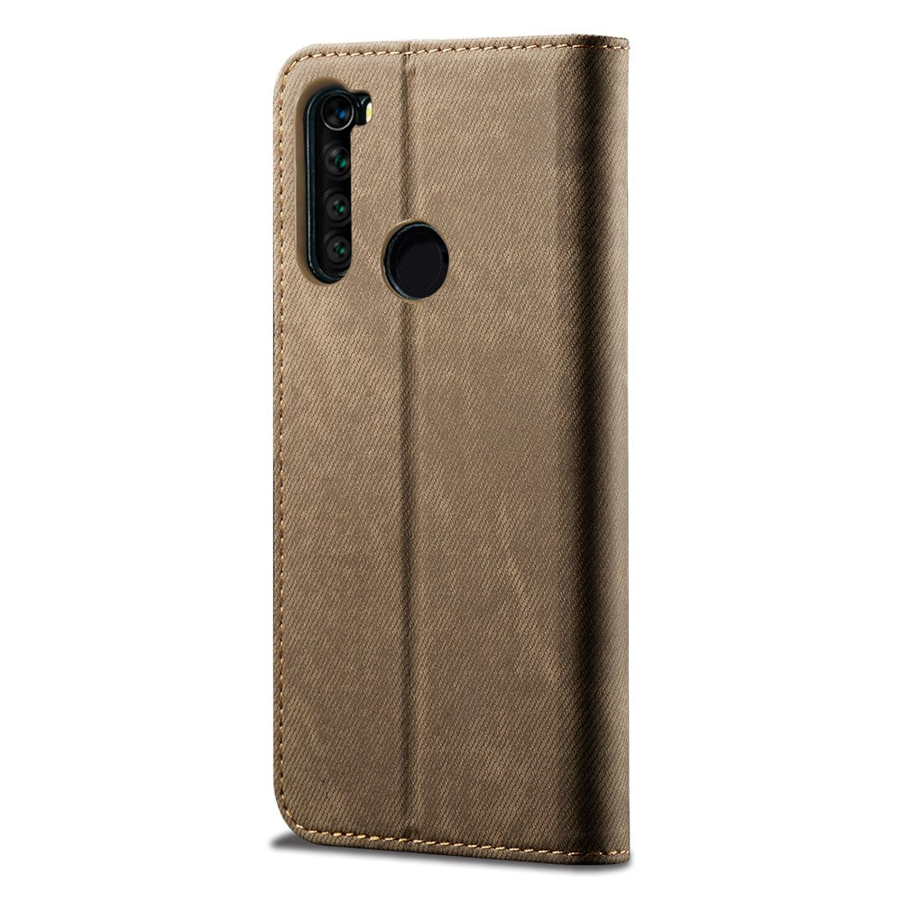 Jeans Cloth Skin Retro Style Leather Wallet Case for Xiaomi Redmi Note 8T