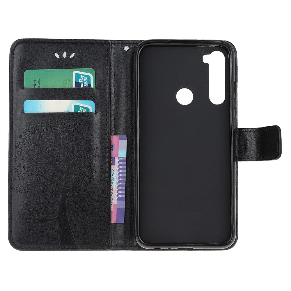 Imprint Tree Owl Wallet Stand Leather Cover for Xiaomi Redmi Note 8T