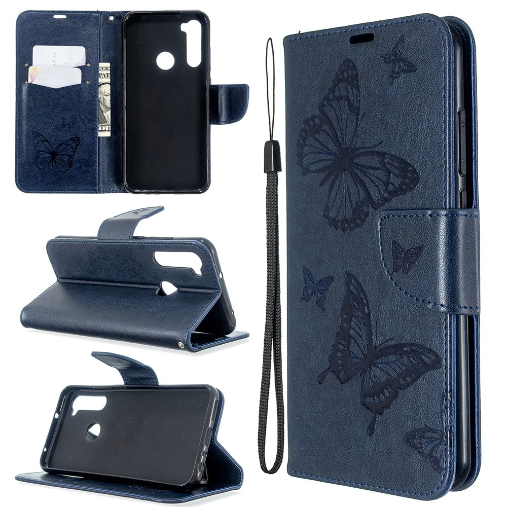 Imprint Butterfly Wallet Leather Stand Case for Xiaomi Redmi Note 8T