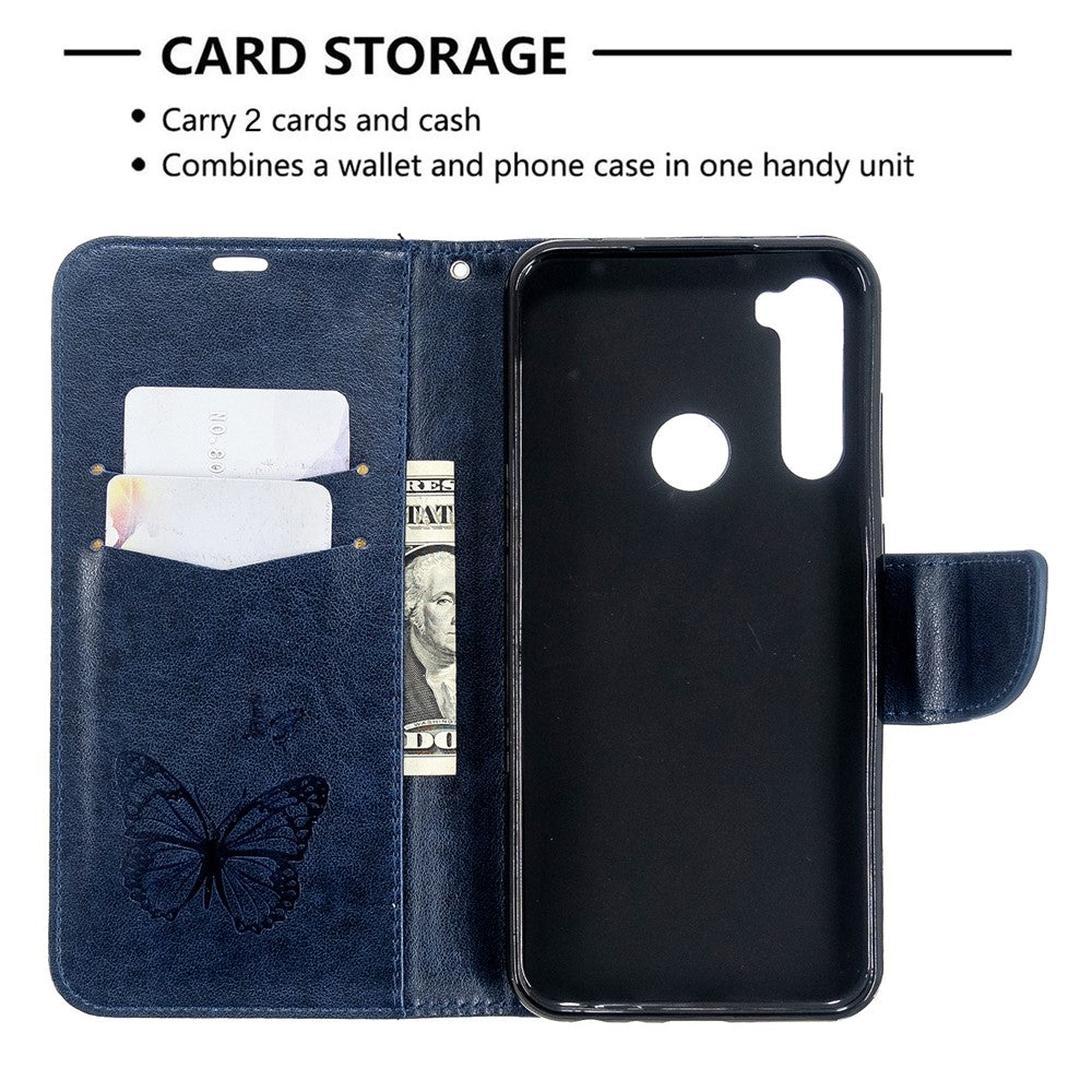 Imprint Butterfly Wallet Leather Stand Case for Xiaomi Redmi Note 8T