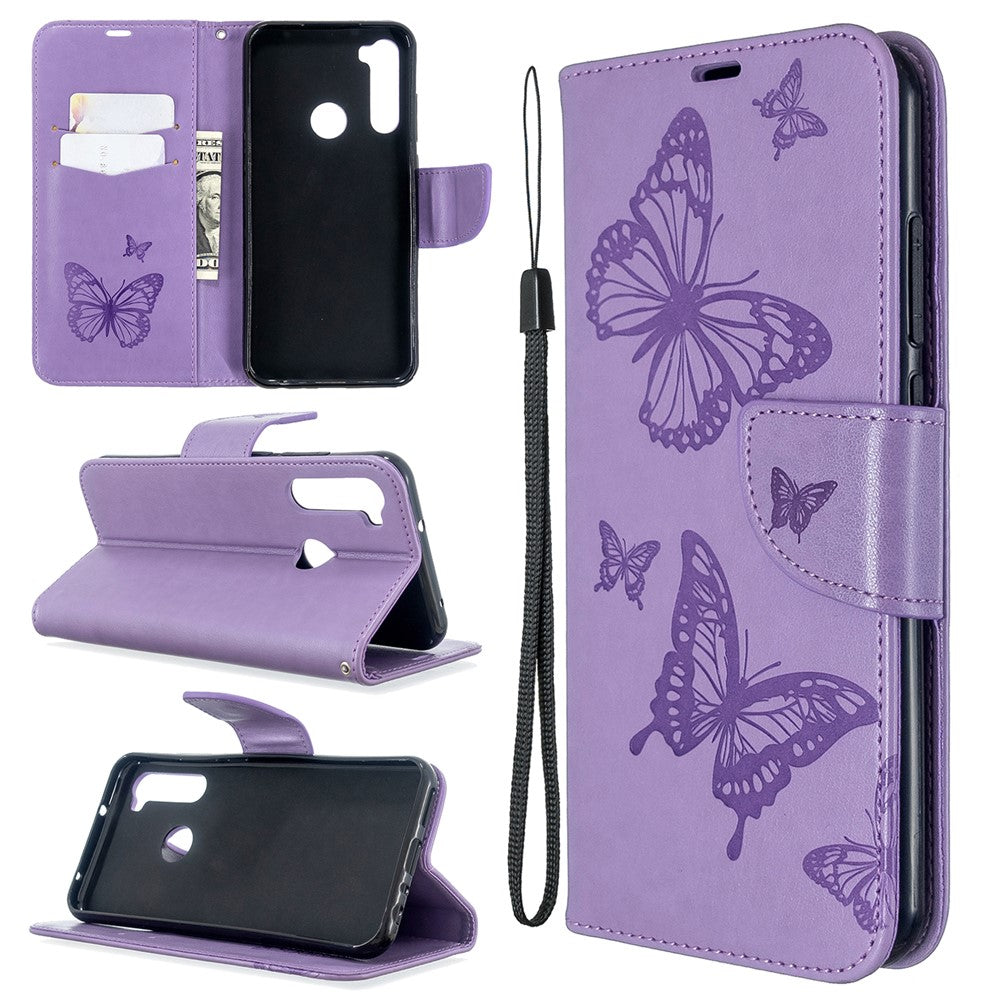 Imprint Butterfly Wallet Leather Stand Case for Xiaomi Redmi Note 8T