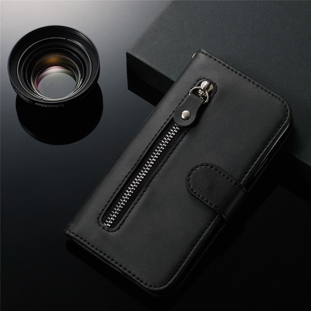 For Xiaomi Redmi Note 8T PU Leather Cases with Zipper Pocket Wallet Phone Cover Stand