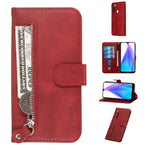 For Xiaomi Redmi Note 8T PU Leather Cases with Zipper Pocket Wallet Phone Cover Stand