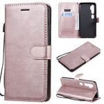 For Xiaomi Mi CC9 Pro / Mi Note 10 / Mi Note 10 Pro Case Solid Color Leather Mobile Cover Wallet Stand with Strap